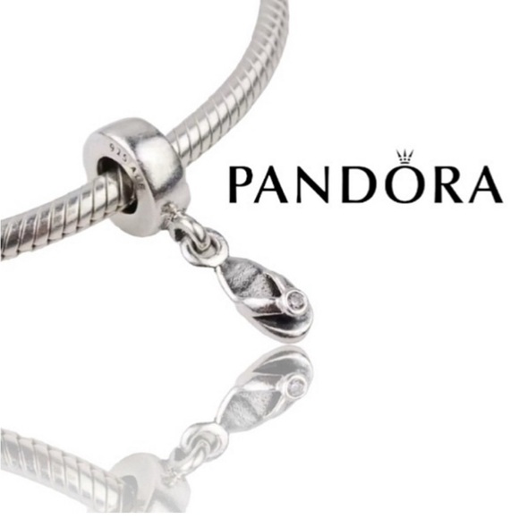 Pandora Flip Flop Sterling Silver Dangle Charm with Cubic Zirconia, Retired - Picture 1 of 1